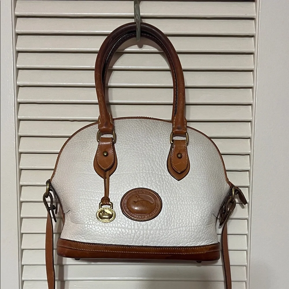 Dooney & Bourke White and Brown Satchel Vintage - Picture 1 of 9